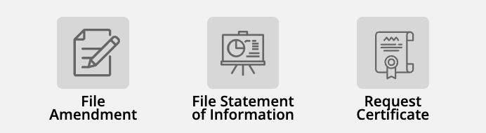 Screenshot of business entity profile page with the “File Statement of Information” button highlighted